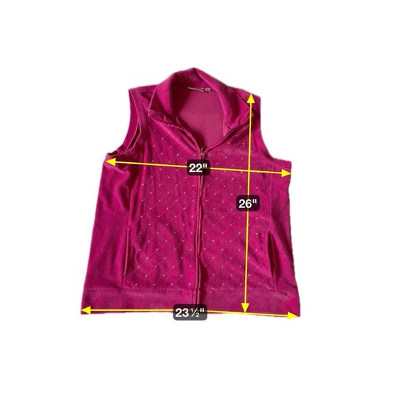 Quacker Factory Womens Pink Sleeveless Zip-Up Vest With Rhinestone Details Size - Picture 13 of 13